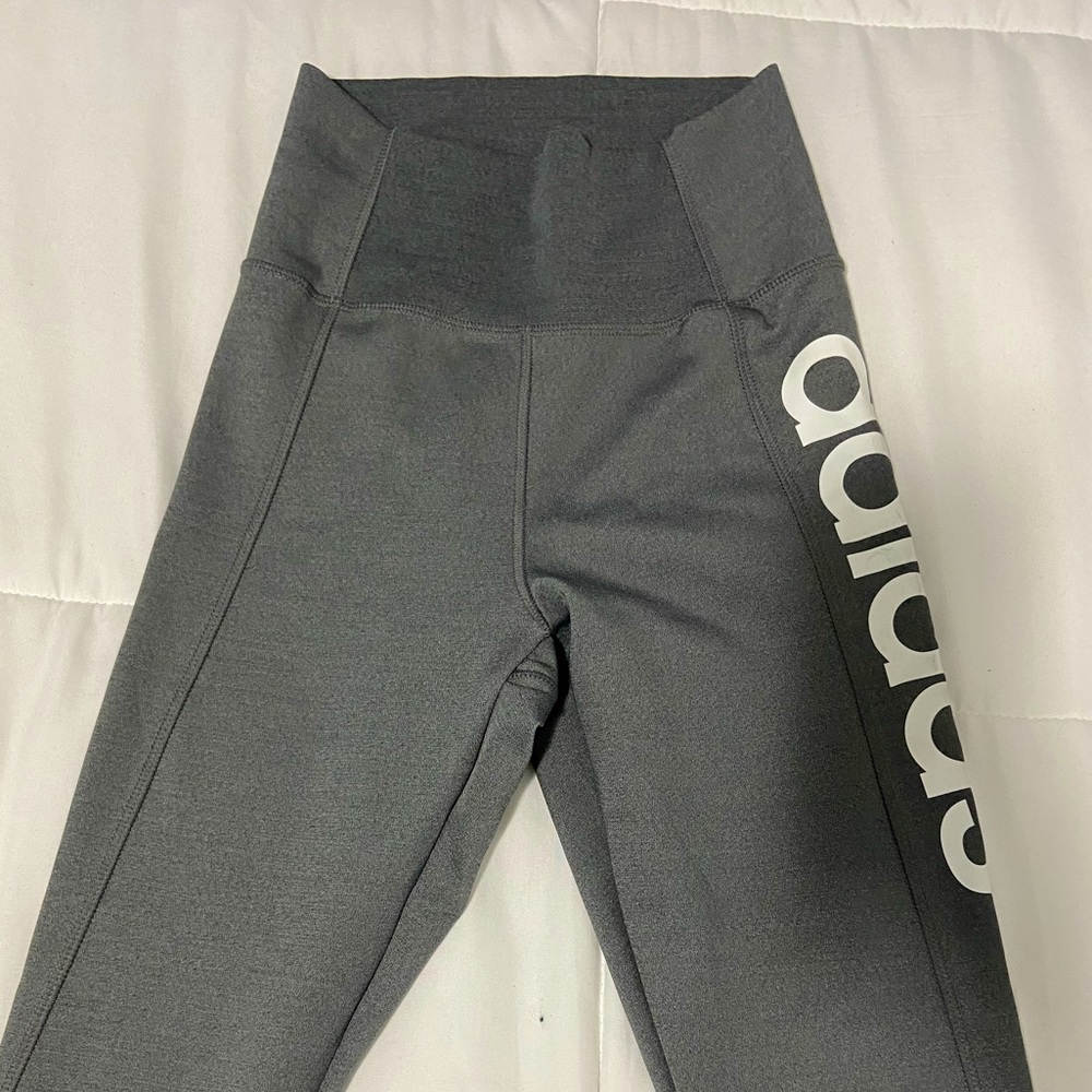 Adidas Logo Gray Workout Leggings